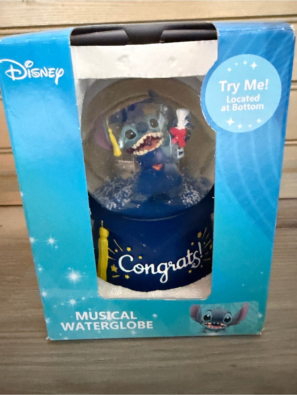 Disney Blue Graduation Stitch Music Globe